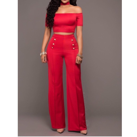 WIDE LEGS PANTS WITH GOLD BUTTONS - Picture 2 of 3